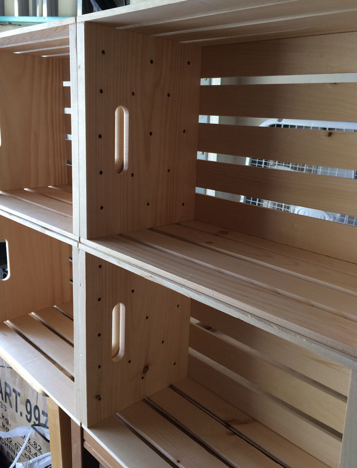wood crate bookshelf
