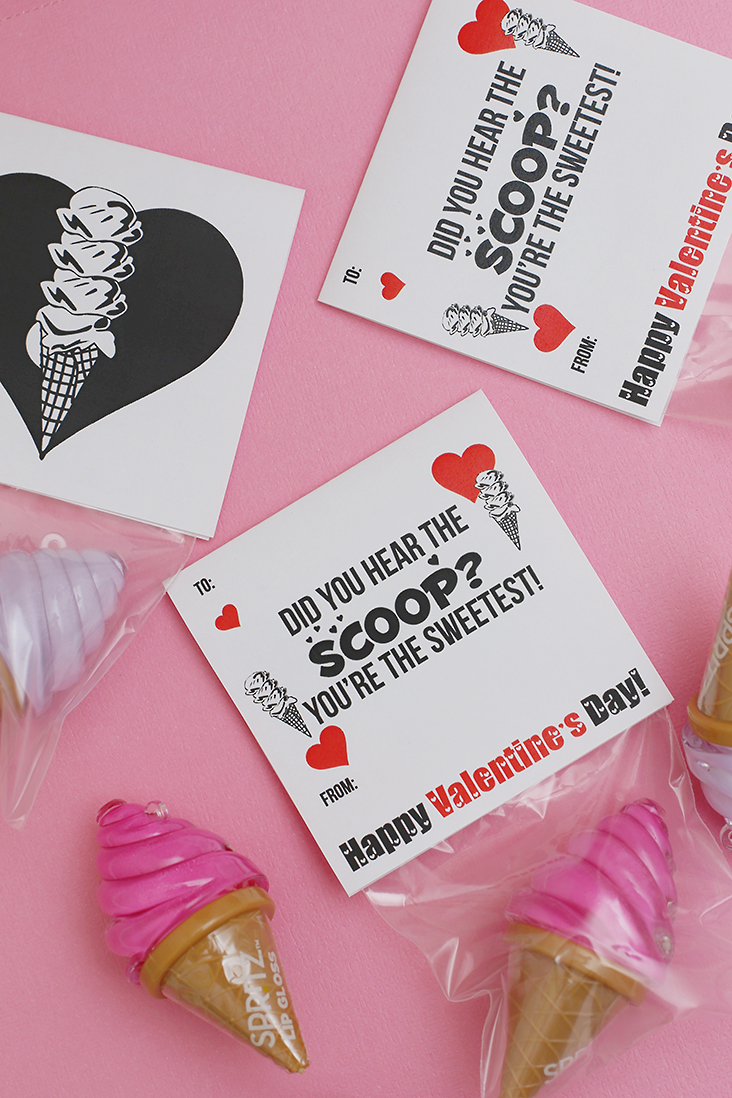 Printable Ice Cream Valentines @michellepaigeblogs.com Ice Cream Valentine Free Printable