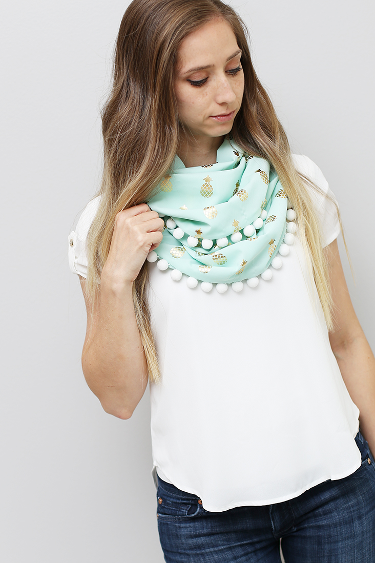 DIY Pom Pom Infinity Scarf Tutorial - Sew Much Ado