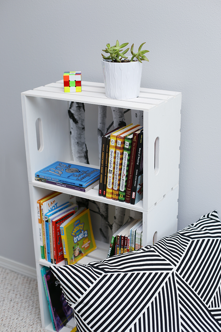 DIY Wood Crate Bookshelf Tutorial Sew Much Ado