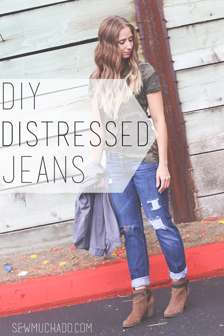 How to Distress Jeans Tutorial Sew Much Ado