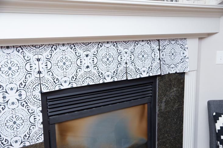 Diy Fireplace Makeover With Vinyl Tiles, Can You Use Vinyl Tiles Around Fireplace