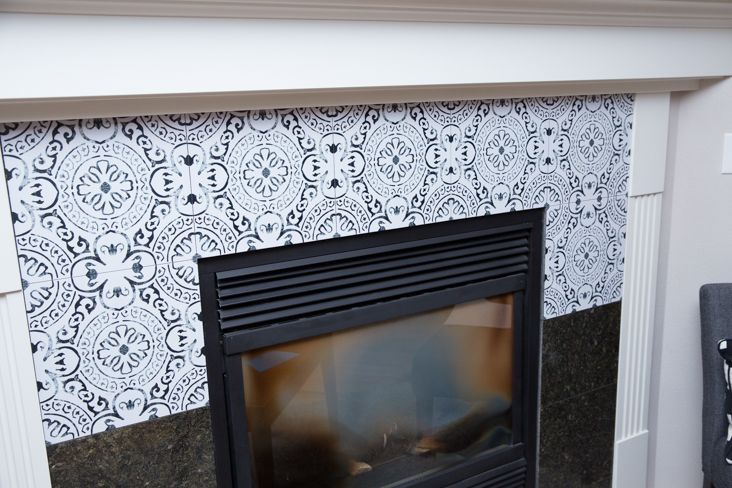 Diy Fireplace Makeover With Vinyl Tiles, Can You Use Vinyl Tiles Around Fireplace