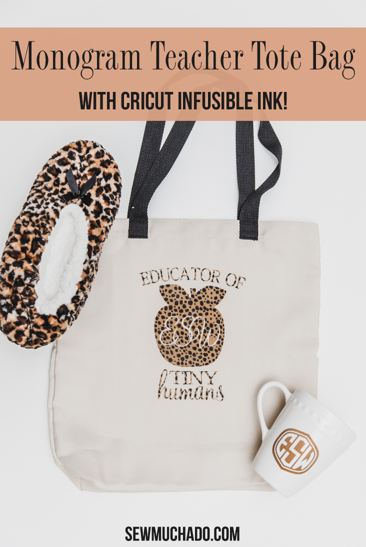 DIY Monogram Tote Bag for Teachers // Cricut Explore Air 2 - Sew Much Ado